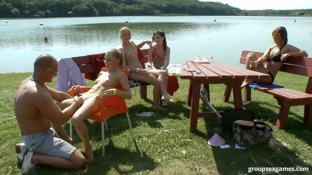 Bikini clad teen girlfriends get all horned up in lesbian picnic games - #4