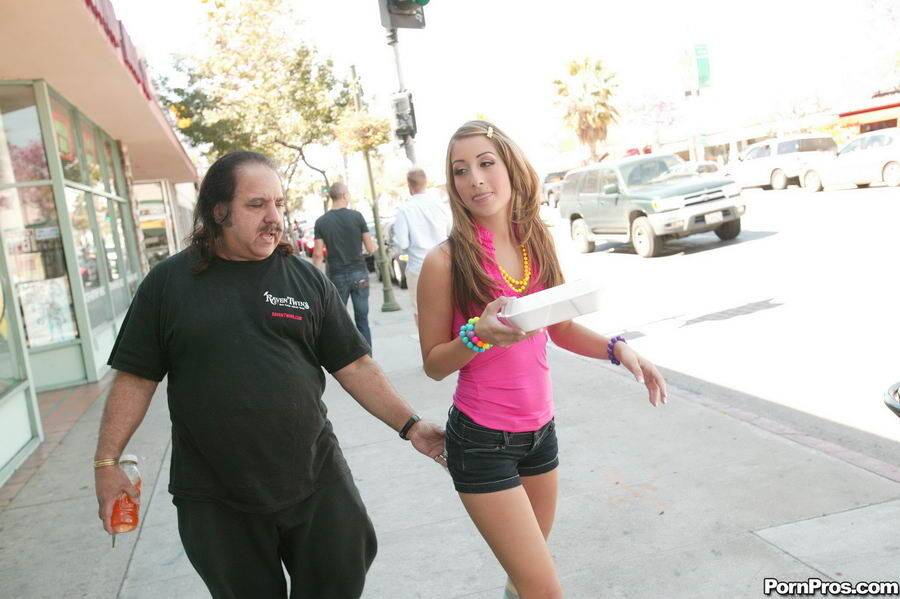 Young white girl has sex with famous male pornstar Ron Jeremy in knee socks - #2