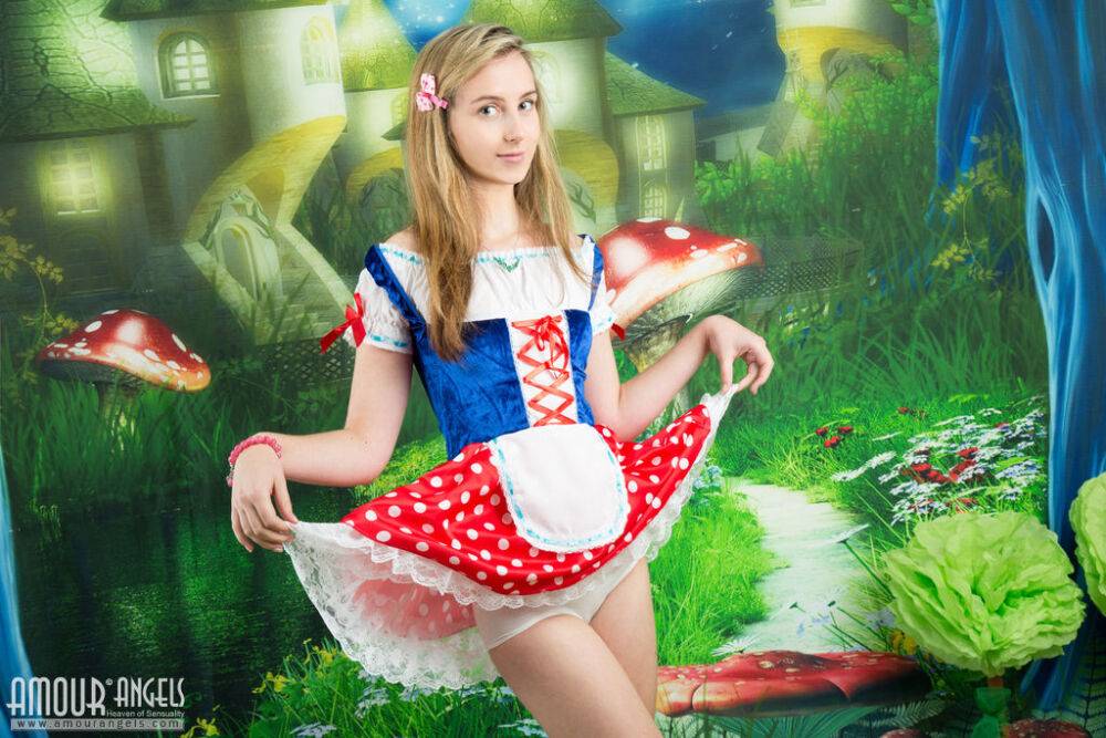 Adorable young girl Lissa removes a Snow White outfit to pose in the nude - #7