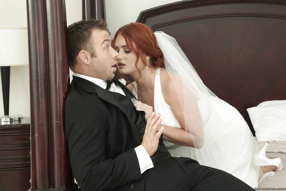 Plump redhead bride Lennox Luxe flashing upskirt panties to seduce best man - #6