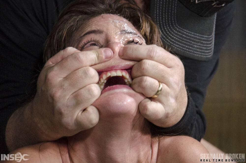 Helpless white girl is left in a messy state after forced throat fucking - #8