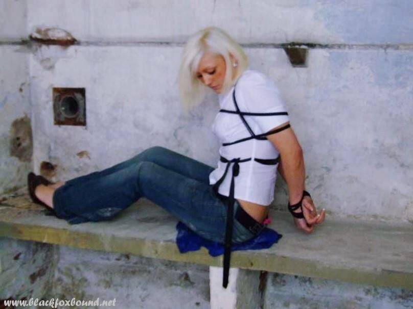 British woman is tied up and gagged in blue jeans and a white shirt - #15