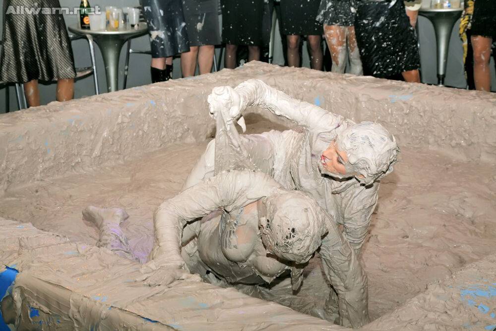 Lecherous fetish ladies have fun making some mud wrestling action - #6