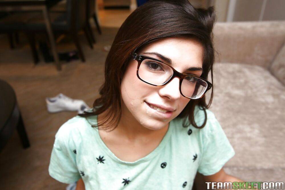 Loveable amateur bookworm in glasses gets fucked and facialized - #2