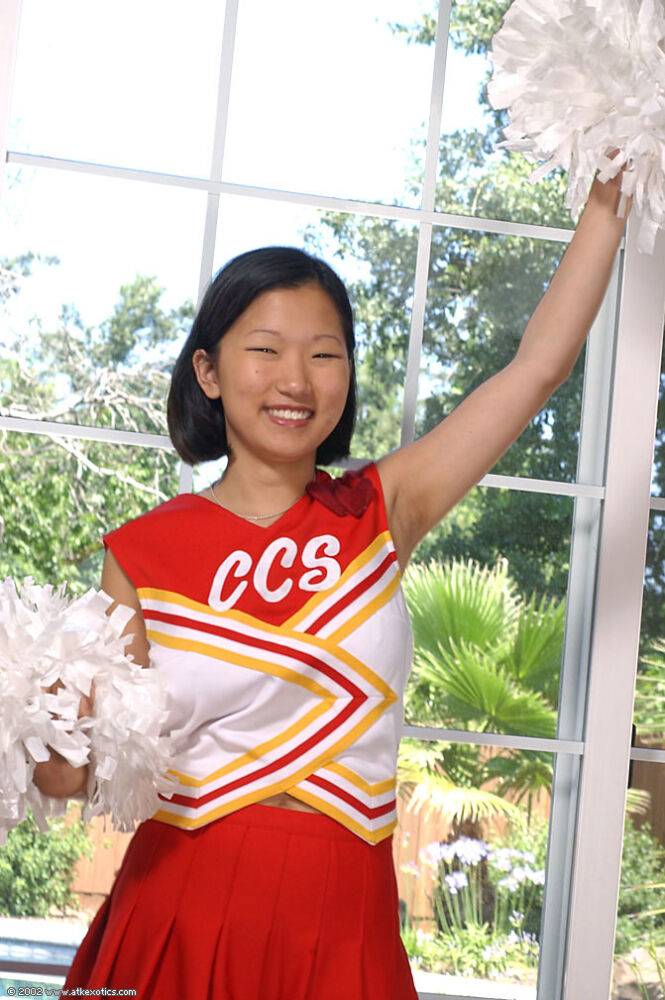 Korean amateur Maxine loosing big natural boobs from cheerleader uniform - #15