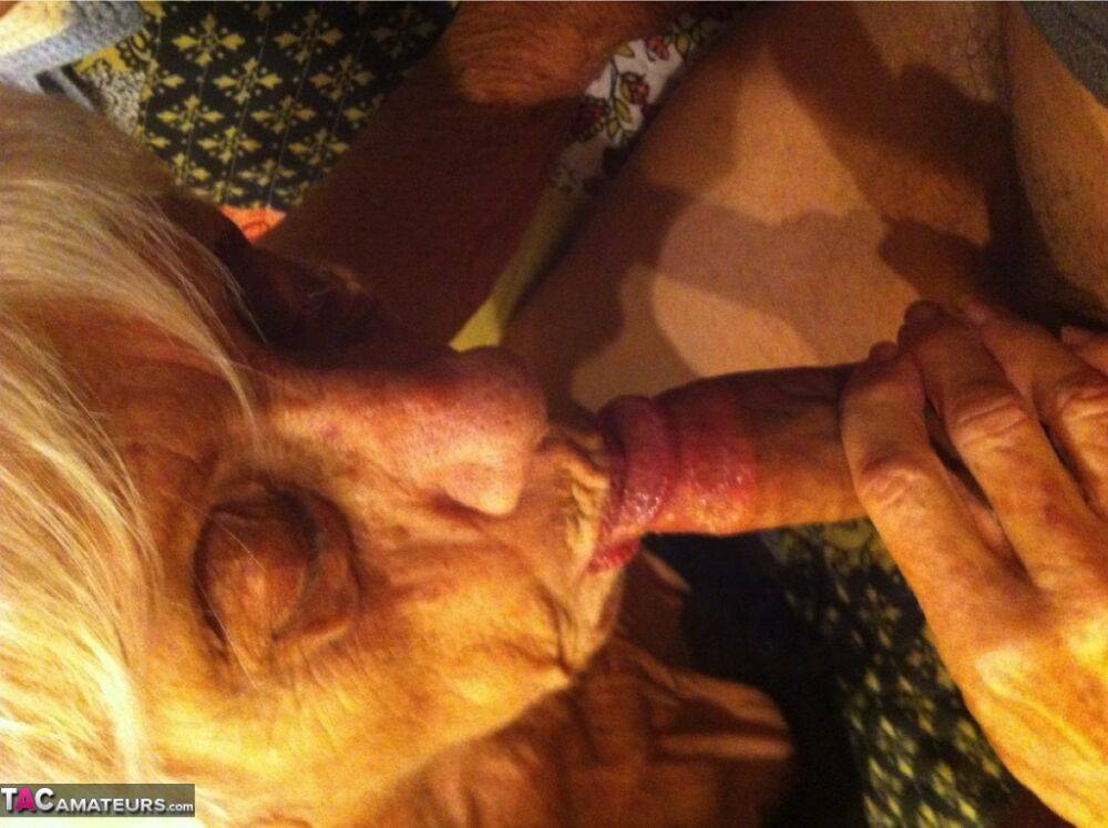 Really old granny shows off her cock sucking skills from a POV perspective | Photo: 3885926