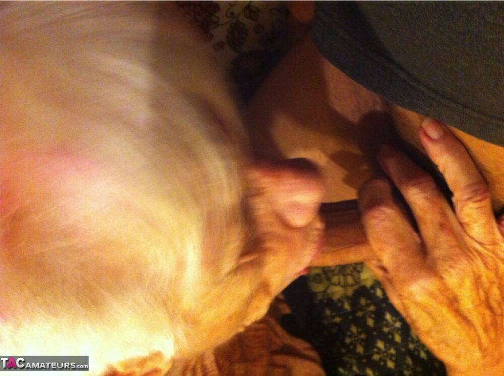 Really old granny shows off her cock sucking skills from a POV perspective | Photo: 3885920