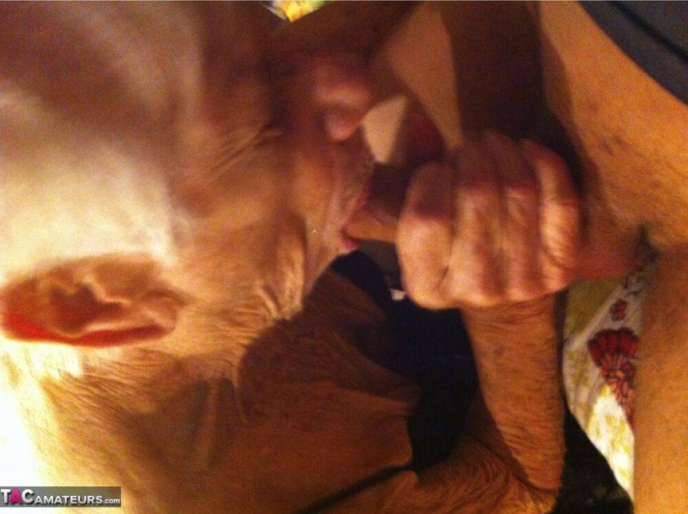 Really old granny shows off her cock sucking skills from a POV perspective | Photo: 3885897