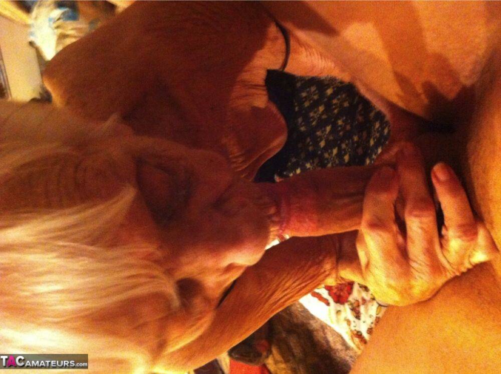 Really old granny shows off her cock sucking skills from a POV perspective | Photo: 3885907