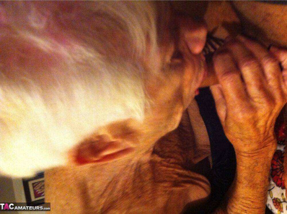 Really old granny shows off her cock sucking skills from a POV perspective | Photo: 3885914