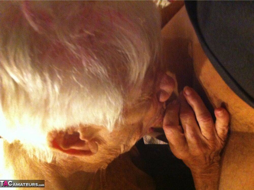 Really old granny shows off her cock sucking skills from a POV perspective | Photo: 3885890