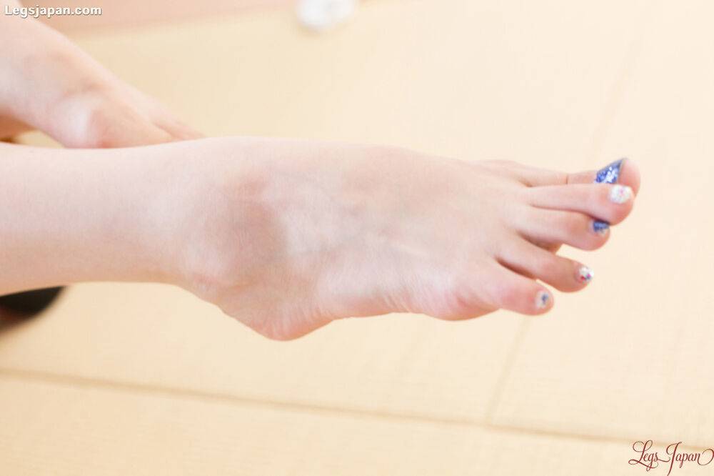 Japanese woman exposes her feet with blue nail polish while masturbating - #16