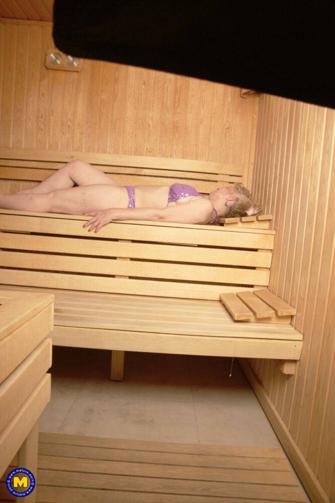 Mature amateurs shower naked at the spa and enjoy the sauna in their bikinis - #12