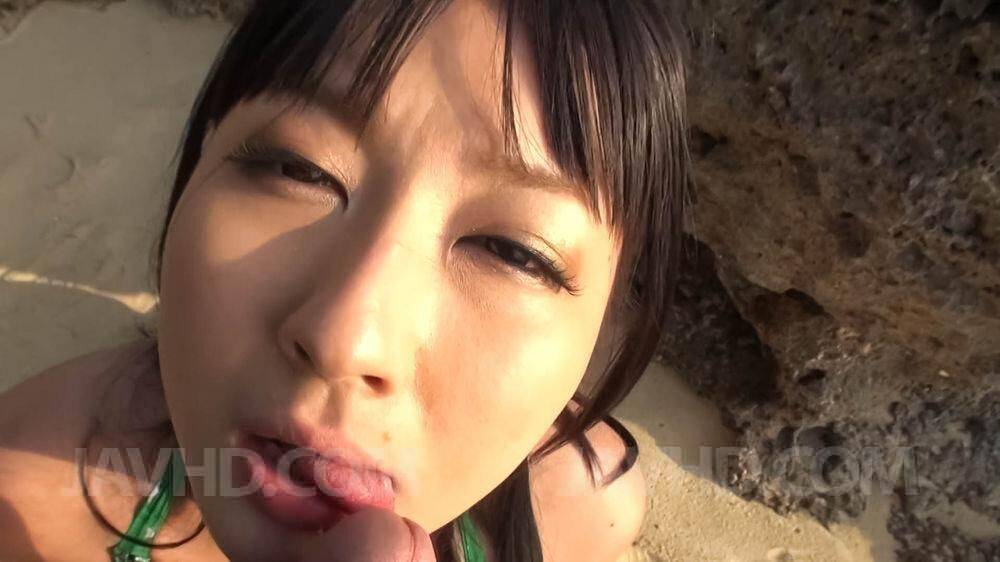 Megumi Haruka Asian with big nude boobs licks cock head outdoor - #6