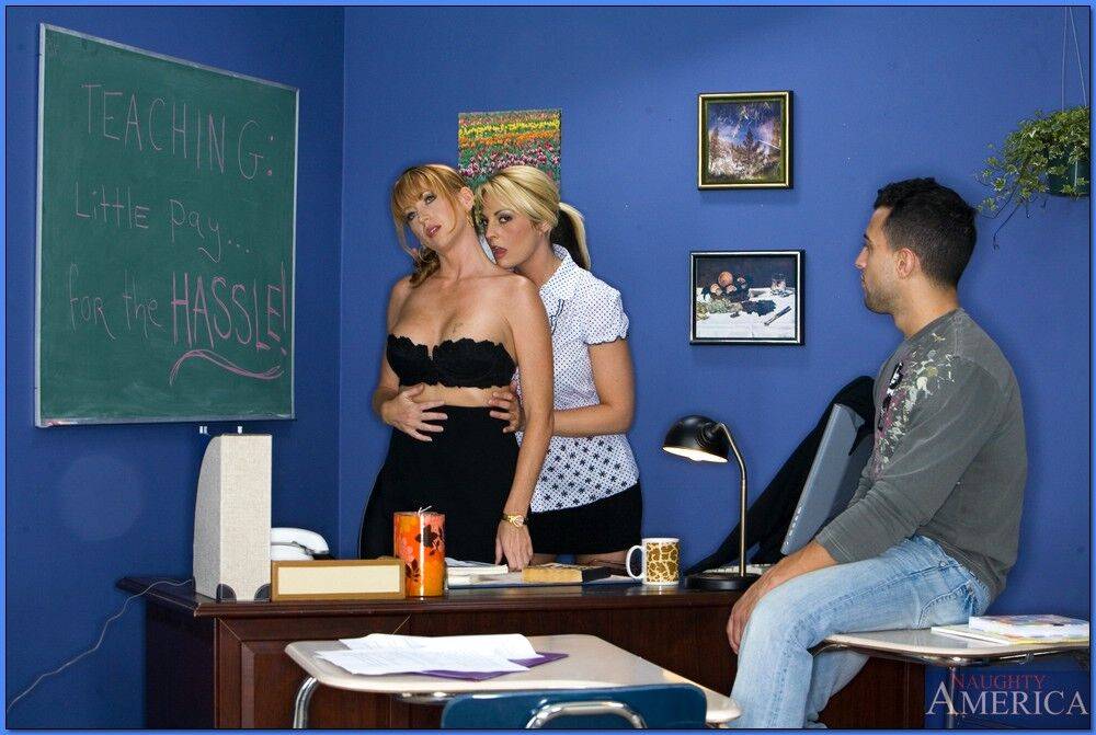 Horny MILF teachers Roxy Anne and Sindy Lange in fiery office orgy - #7