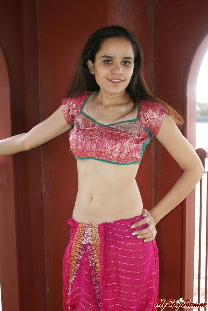 Indian solo girl Jasmine uncovers her small breasts while in her underwear - #1