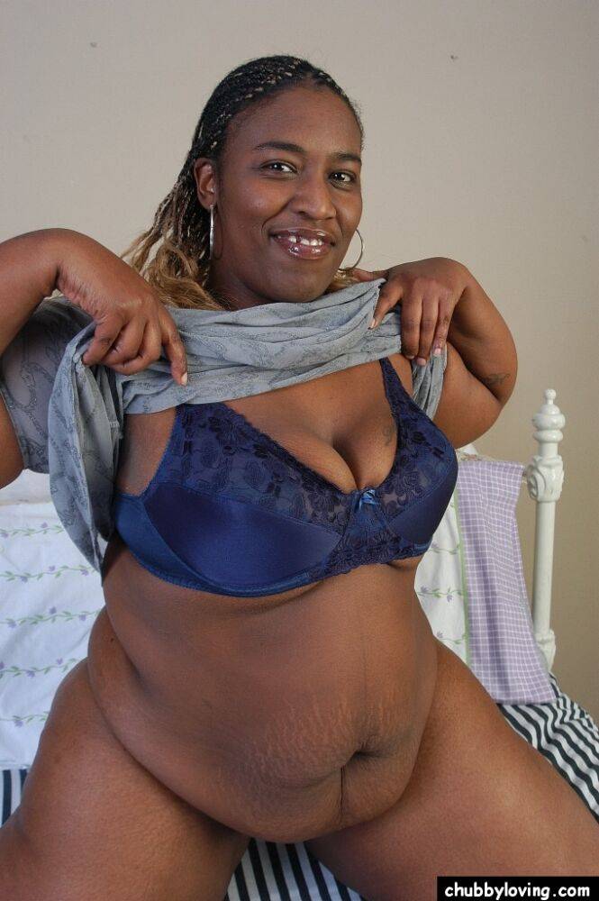 Fat black woman Lyric licking and biting own nipples after getting naked - #15