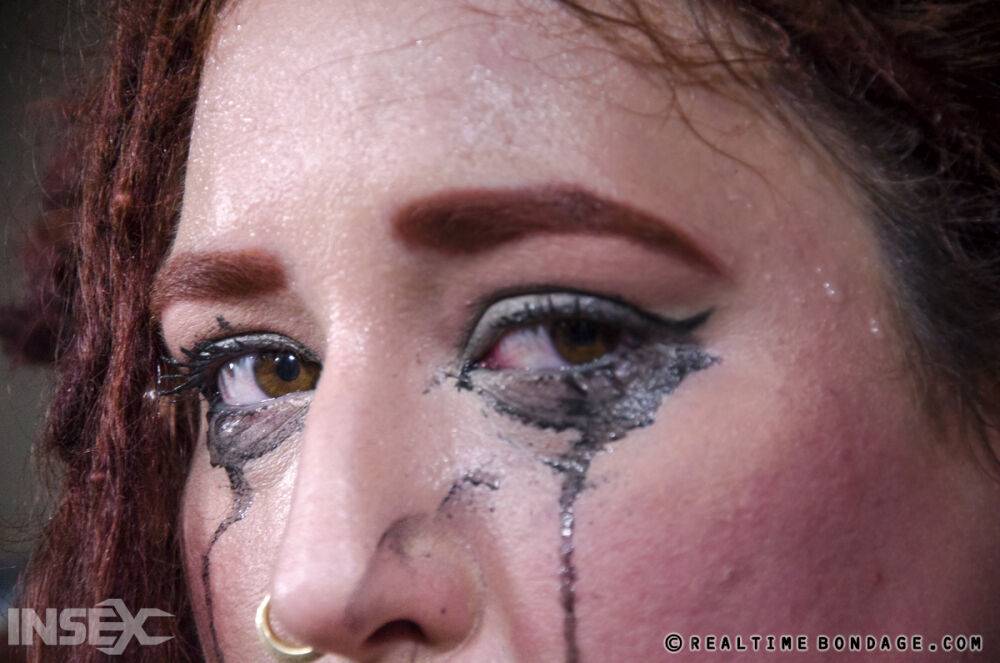 Fat redhead Mimosa has her eye makeup run during BDSM games - #9