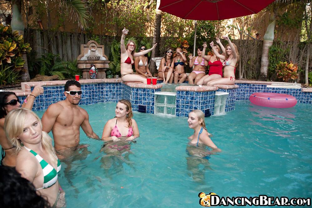 Fantastic outdoor party at the pool with a bunch of how wet chicks - #6