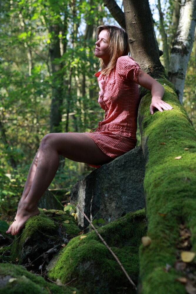 Blonde teen has sexual relations with her boyfriend in a mature forest - #4