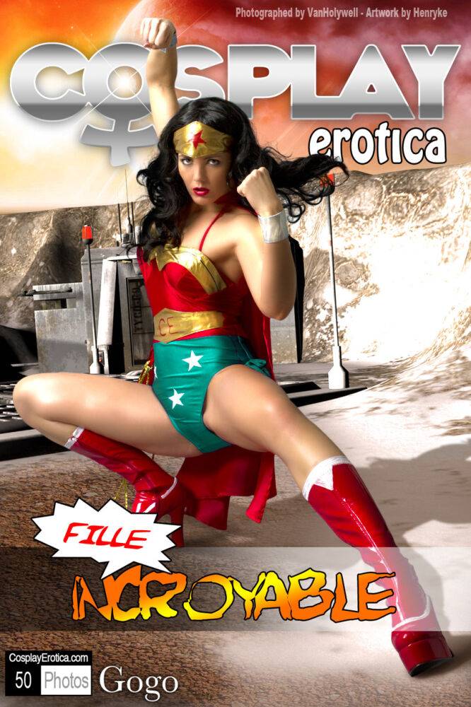 Beautiful brunette peels off her Wonder Woman outfit in a tempting manner - #8