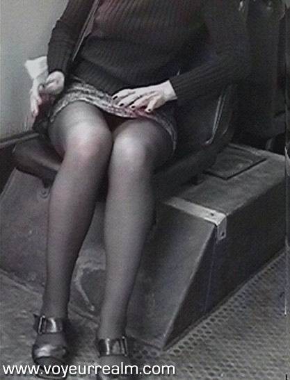 Upskirt hidden voyeur shots taken in the bus - #14