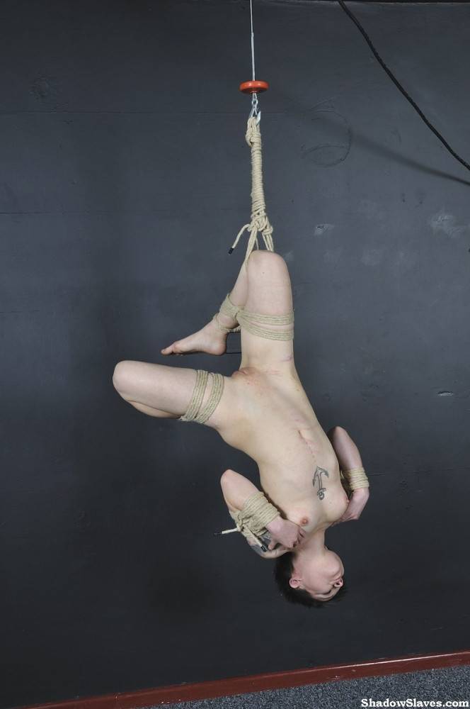 Small breasted sub girl enjoys being tied up tightly in rigorous rope bondage an - #10