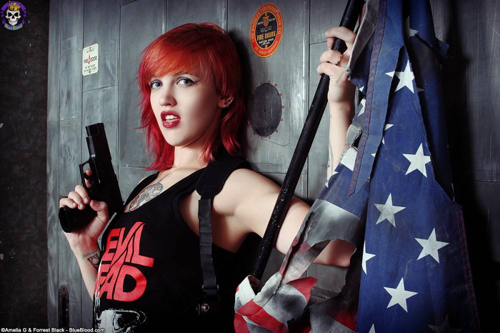 Tattooed redhead celebrates independence day - #2