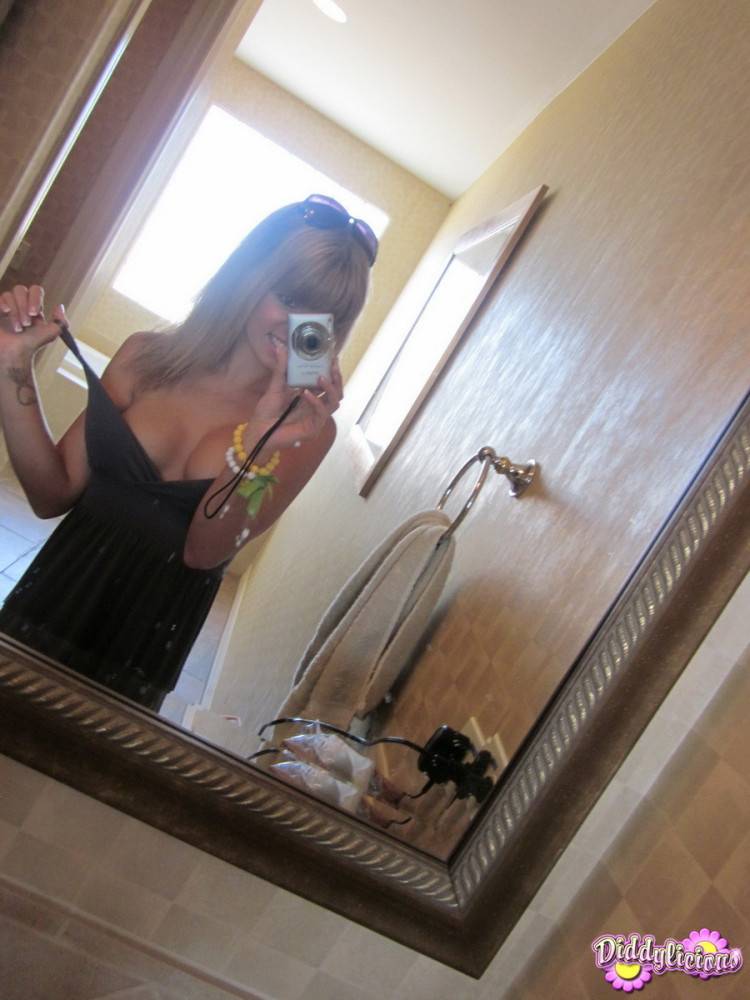 Cute amateur teen girl teasing in mirror - #2