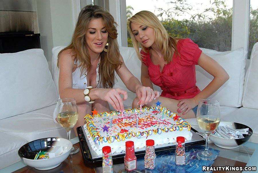 Milfy Lesbians Kayla Paige And Sabrina Drink Champagne And Have Birthday Sex - #3