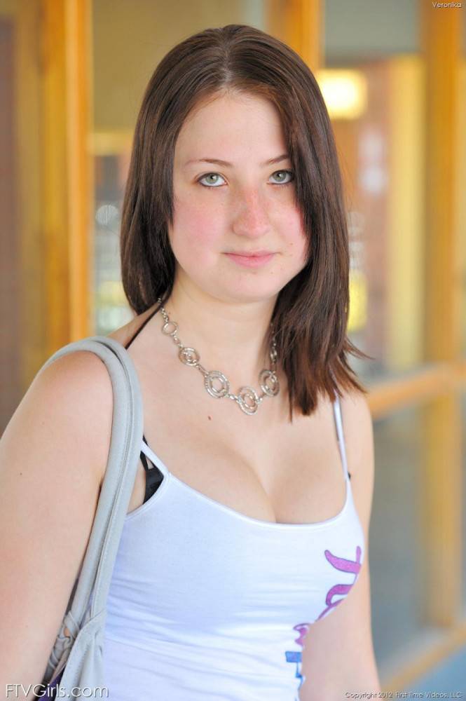 Dark Haired Teen Girl Veronika FTV Exposes Her Bare Ass And Bald Pussy In Public Place - #13