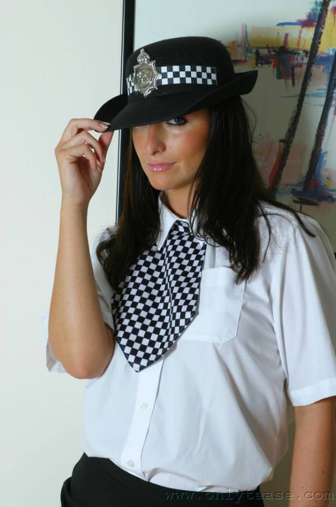 Uniform Model Leigh Unbuttons Her White Blouse To Get Her Perky Tits Out - #2