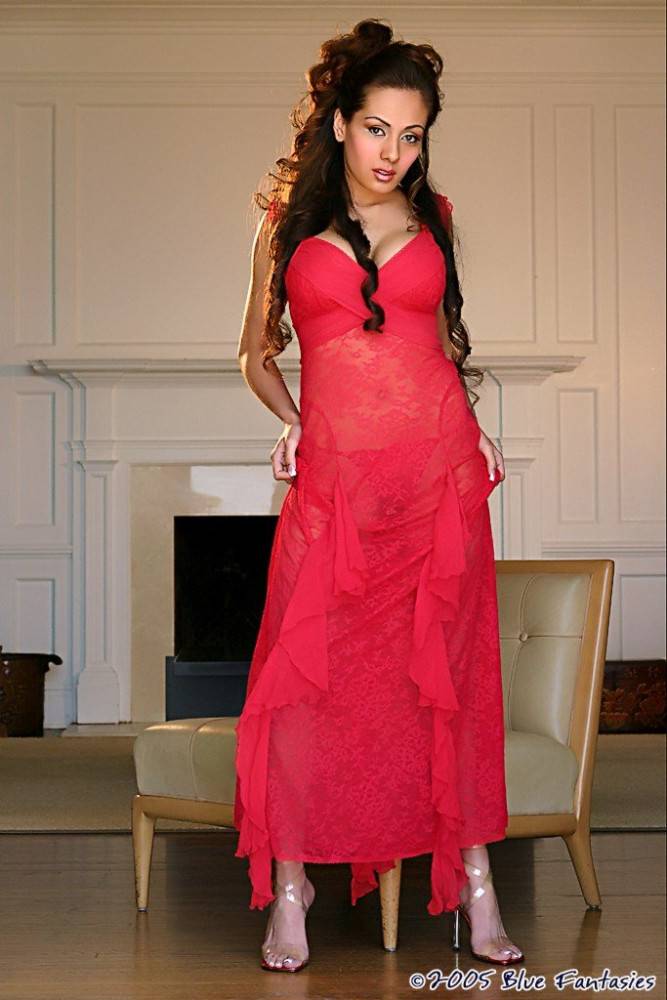 Bestial Brunette Jayden Strips Her Red Gown And Lingerie Then Seductively Poses. - #2