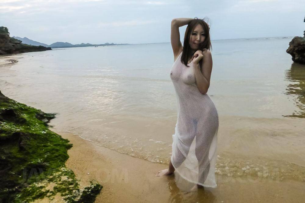 Ruka Ichinose Showed Off In Transparent White Wet Dress At The Ocean And Then Hotly Fucked On Coast - #11