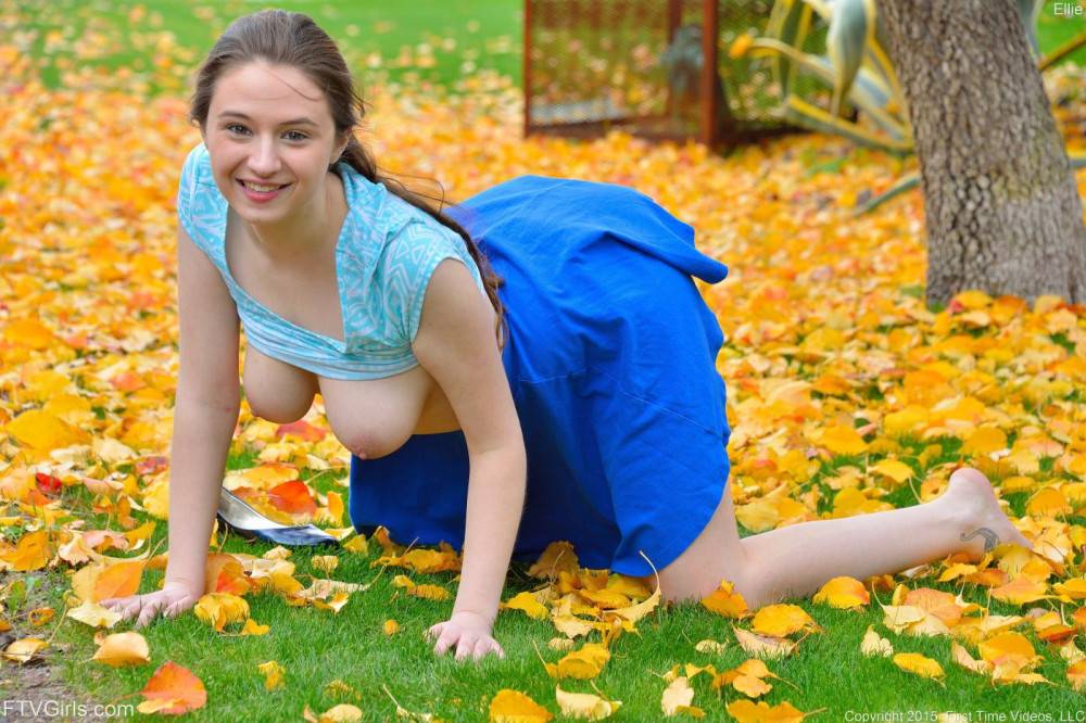 Sweet Cutie Elektra Rose Is Excitingly Posing Outdoors On Yellow Leaves And Showing Her Ass In Doggy Pose | Photo: 5684820