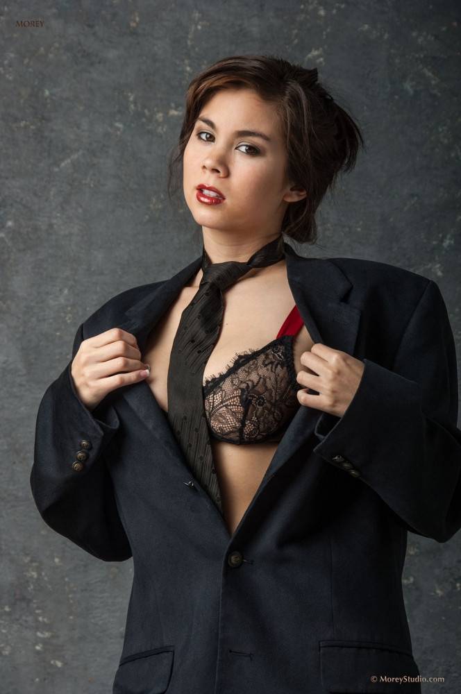 Wonderful Brunette Mai Ly Is Hotly Posing In Men Suit And Then Getting Nude And Showing Exciting Body Shape - #4