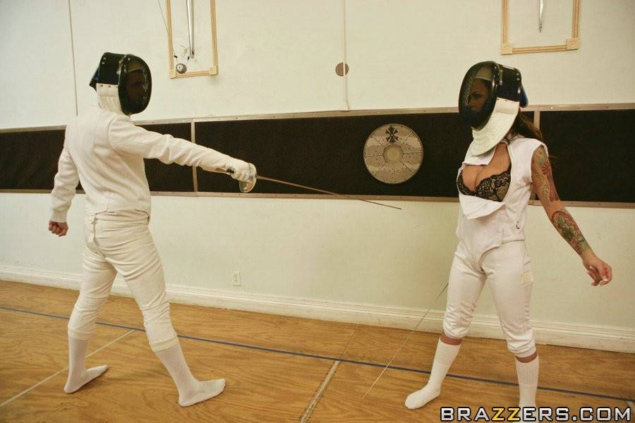 Tattooed Female Fencer Angelina Valentine With Huge Tits Takes Off Her White Uniform And Gets Boned - #4