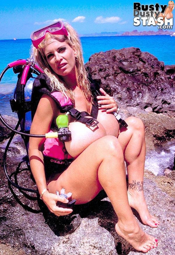 Busty Dusty scuba gear at the Beach - #14