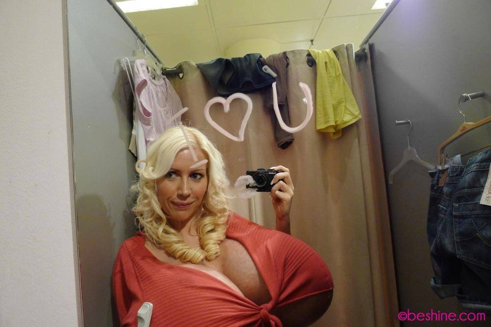 Beshine trying tops in the fitting room - #7