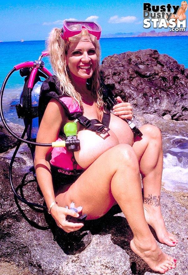 Busty Dusty scuba gear at the Beach - #15