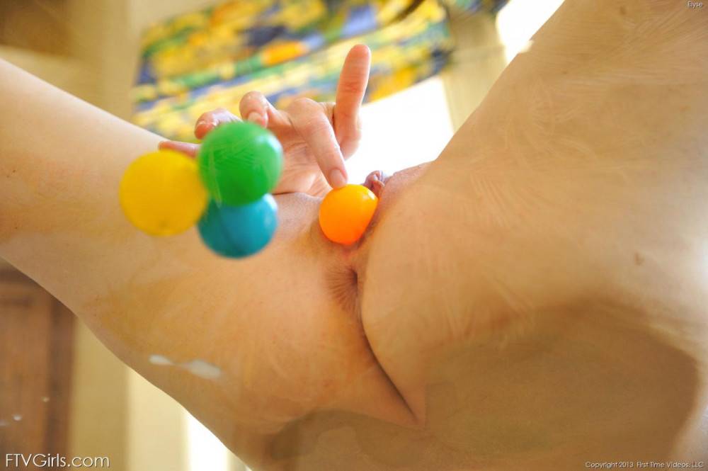 Alluring Blonde Amber Grand Stuffs Herself With All Kinds Of Toys And Balls - #5