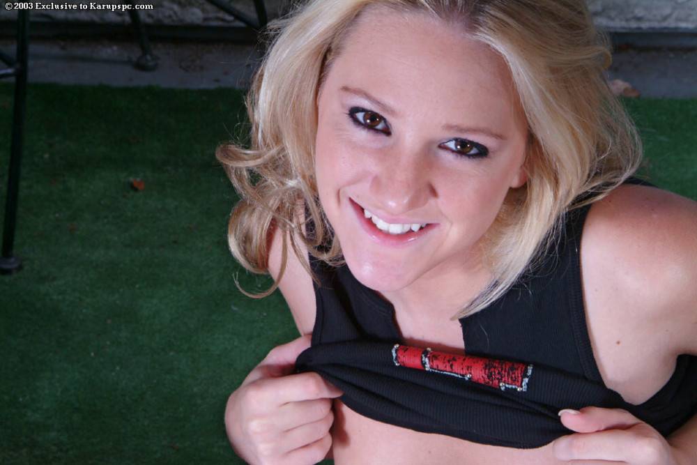 Blonde Chick Alexis Malone With Baseball Bat In Hands Exposes Her Pink Twat - #3