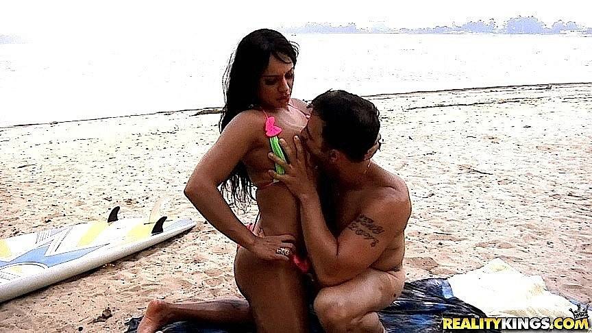 Excellent latina Leticia in panties rammed by dick at beach - #2