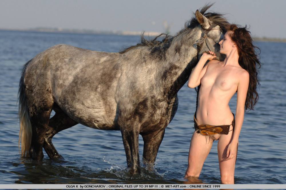 Naked Olga K Shows Her Naughty Parts On A Horse On The Wild Beach By The Sea - #13