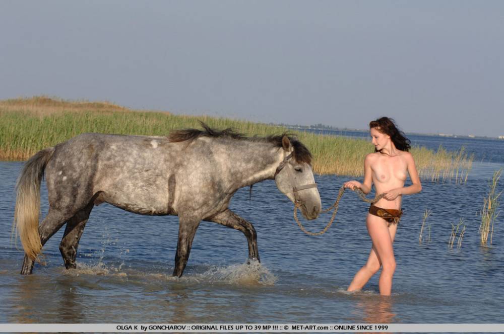 Naked Olga K Shows Her Naughty Parts On A Horse On The Wild Beach By The Sea - #5