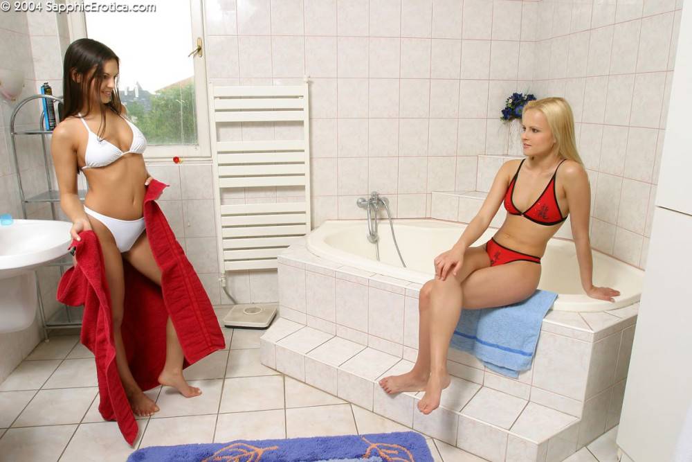 Brunette Eve Angel And Blonde Monica Sweet Take Off Their Bikini In The Shower - #9