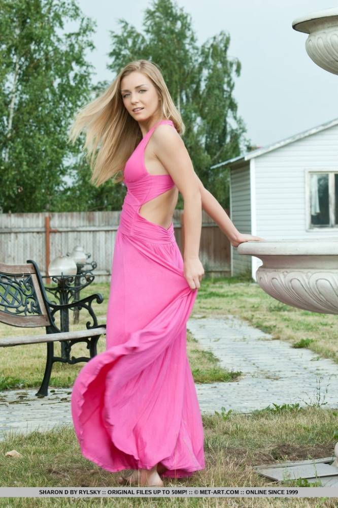 A Pink Dress Looks Great On Delicious Blonde Senta L As She Is Posing Outdoor. - #1