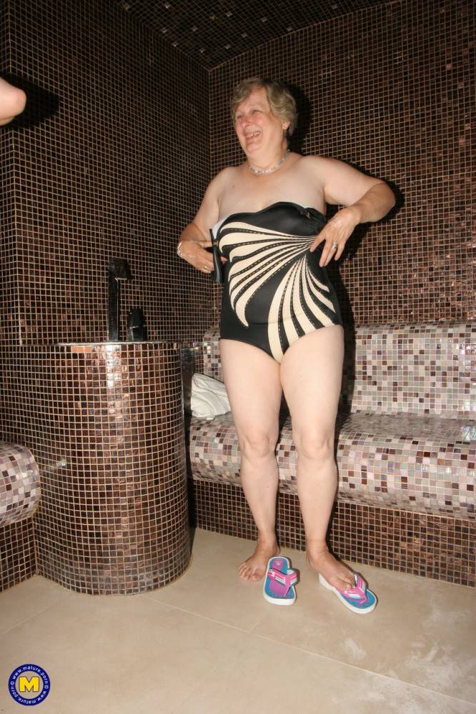 European grannies and babes strip naked to shower and chill in the sauna - #19