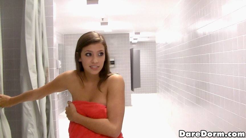 Hot coed Stephanie Moretti showing big hooters and jerking off in shower - #13