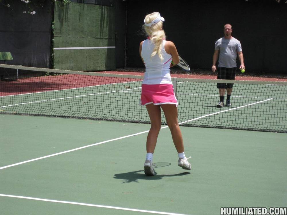 Busty Tennis Player Marilyn Scott In Pink Shorts Gets Her Pussy Pumped And Dildoed - #1